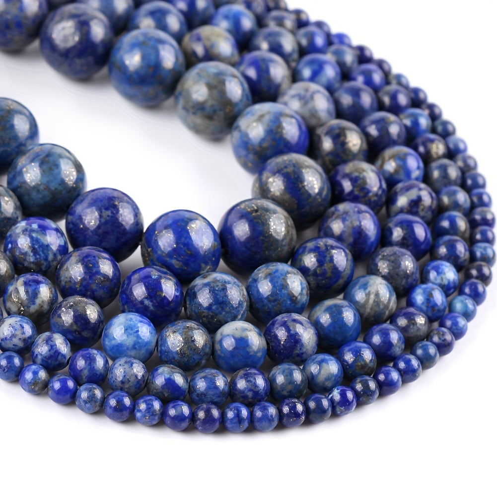 Натуральные бусины из лазурита - круглые свободные бусины 4/6/8/10/12 мм, идеальные для создания ювелирных изделий своими руками - аксессуары для ожерелий, браслетов, серег.