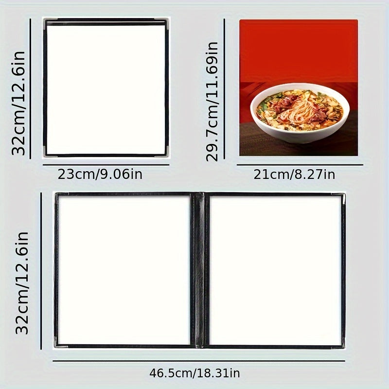Set of 4 A4 Leather Menu Display Books with Transparent Loose-Leaf Pages for Restaurants