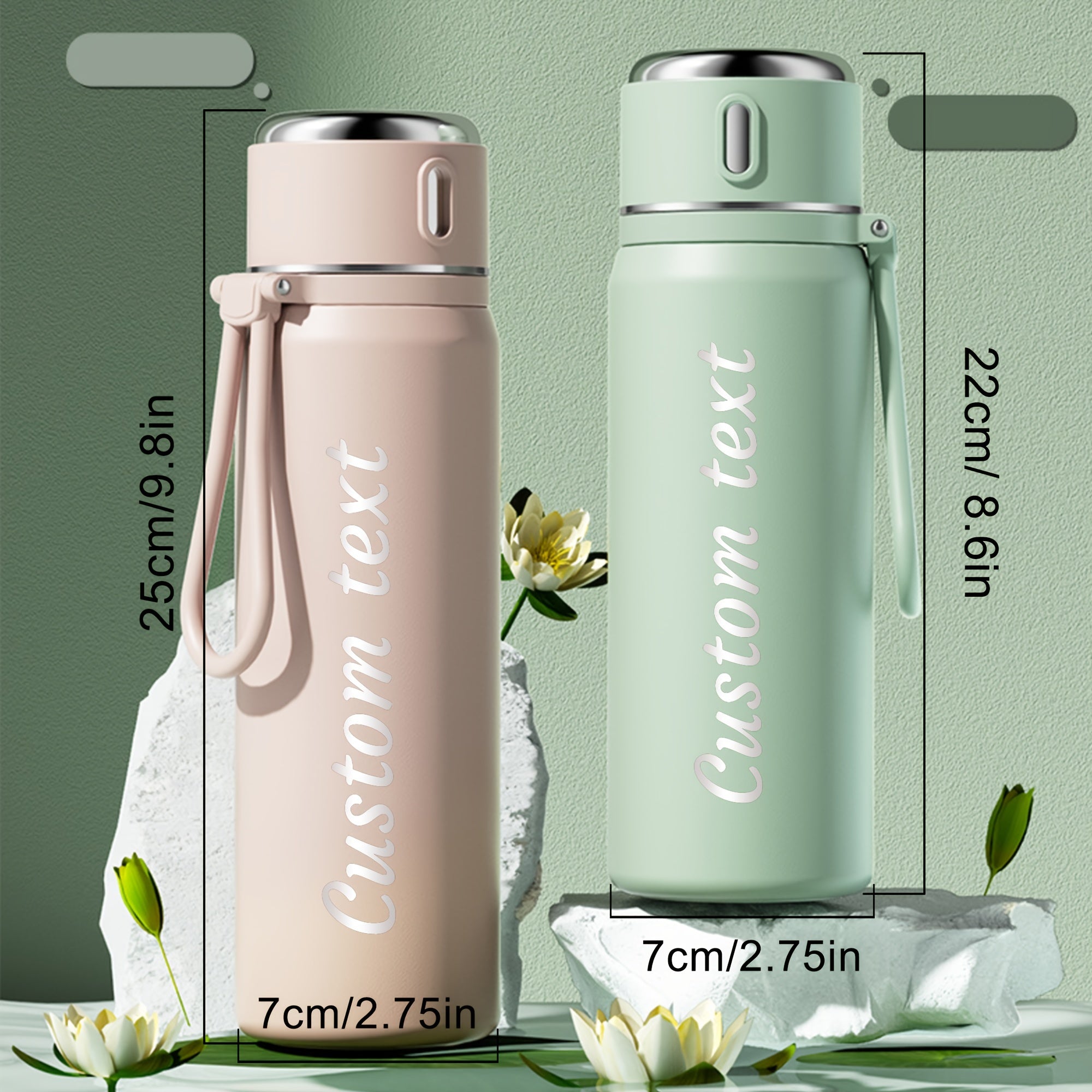 Personalized Stainless Steel Water Bottle 550ml 18.6oz Laser Engraved