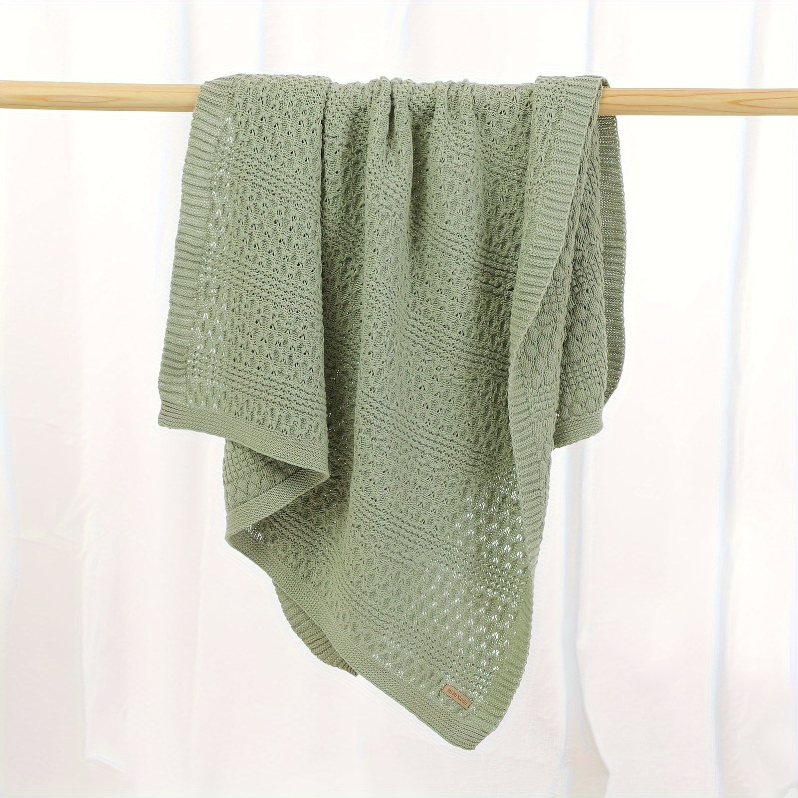 Breathable Knit Blanket for Strollers and Home Use Light Green Sky Blue Summer Solid Color Windproof