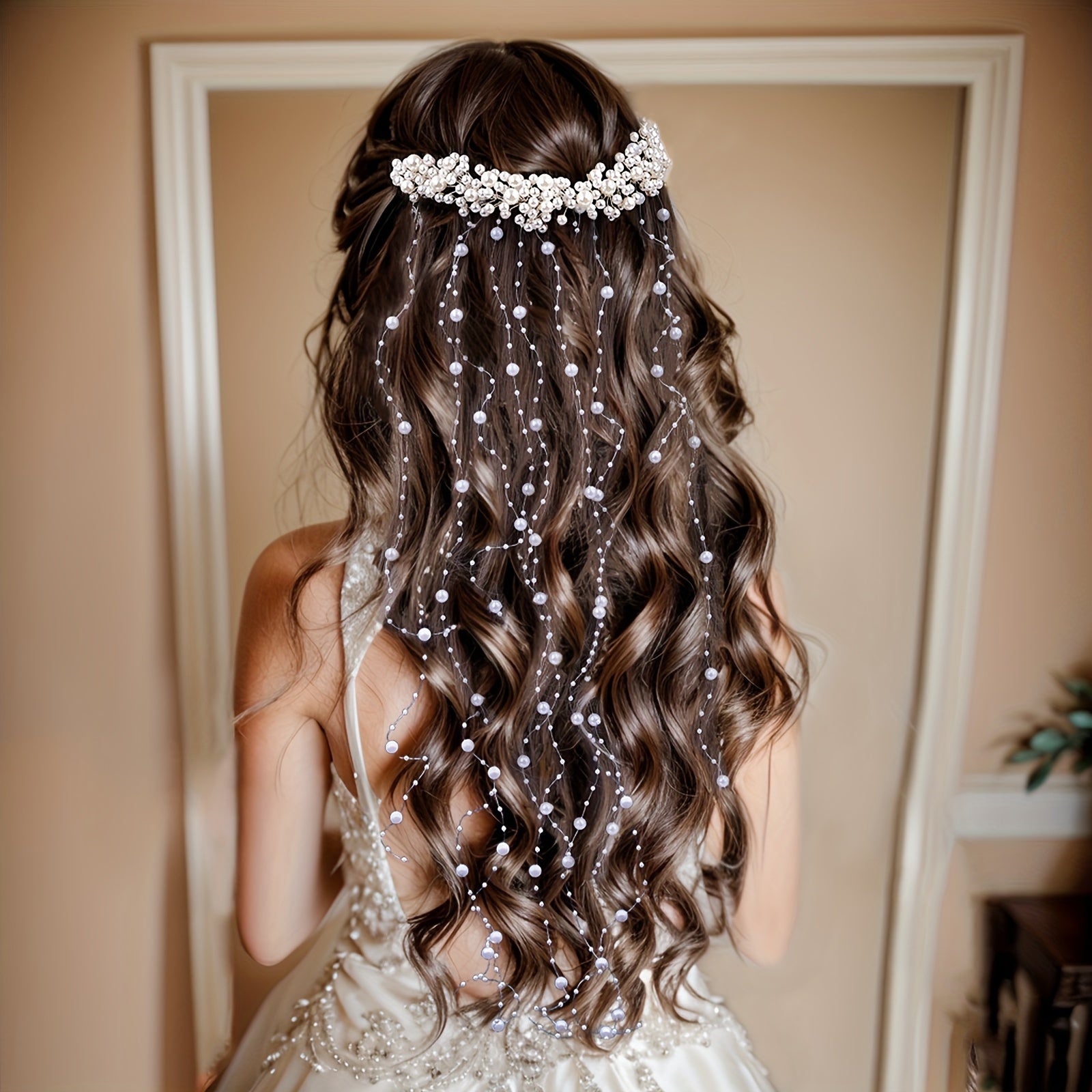 Bridal Hair Vine with Faux Pearls and Tassels Wedding Hair Accessory for Brides