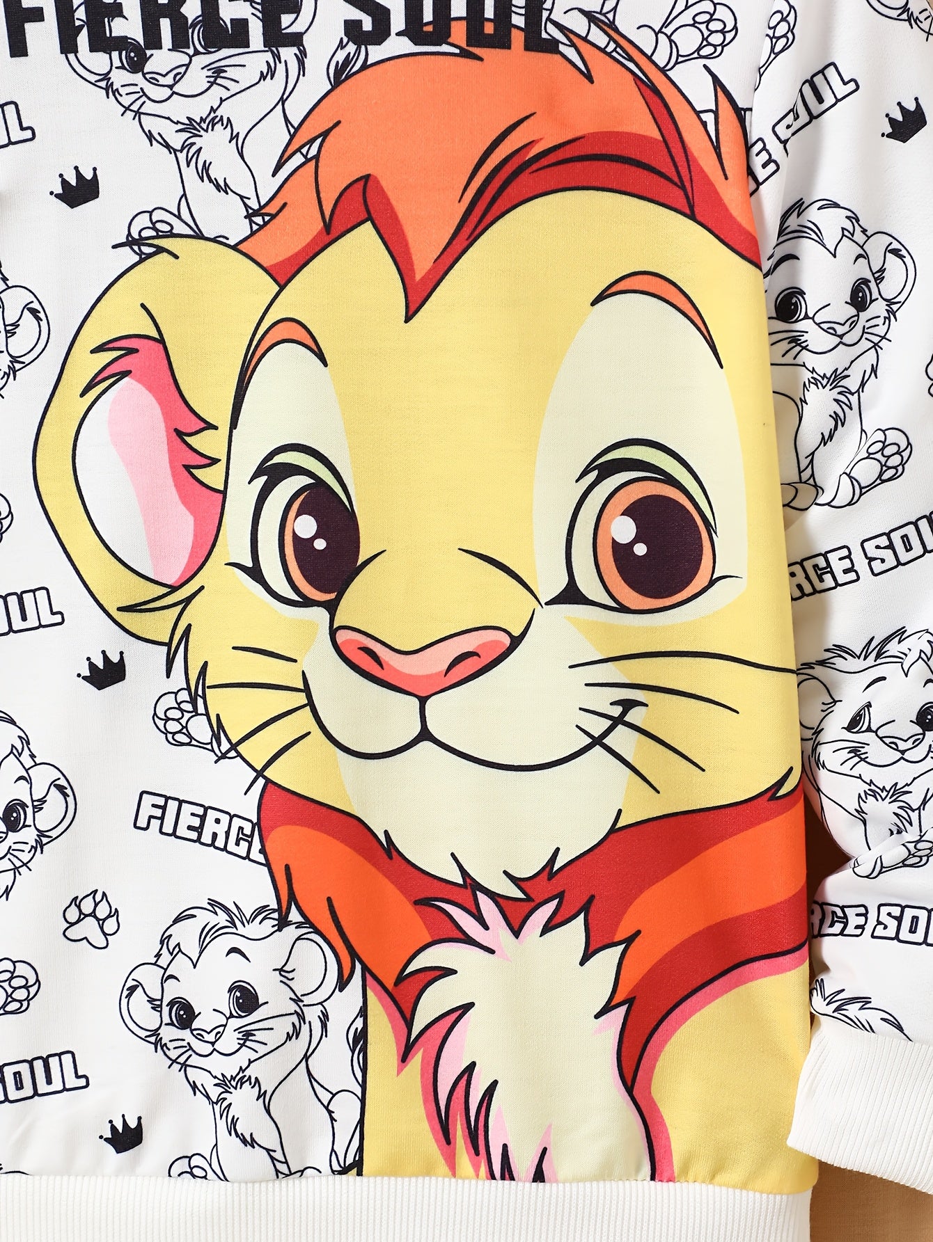 Boys' Fall Winter Lion Print Hoodie and Sweatpants Set Kids Casual Animal Pattern Polyester