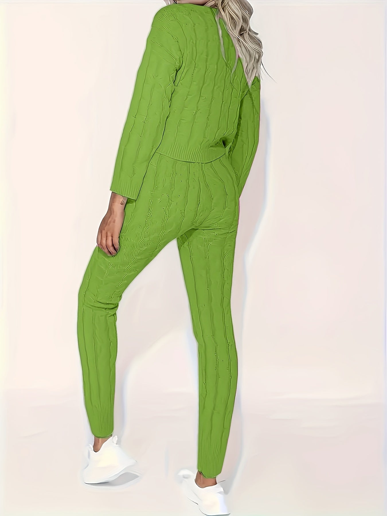 Plus Size Women Casual Sweater Pants Two-Piece Set Grey Large