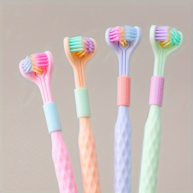 Adult Soft Hard Bristle Toothbrush 360-Degree Triple-Headed Polypropylene