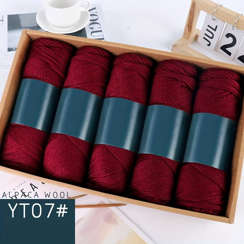 Camel Wool Yarn Pack of 5 Balls 500g Medium Thickness for Knitting Sweaters Scarves