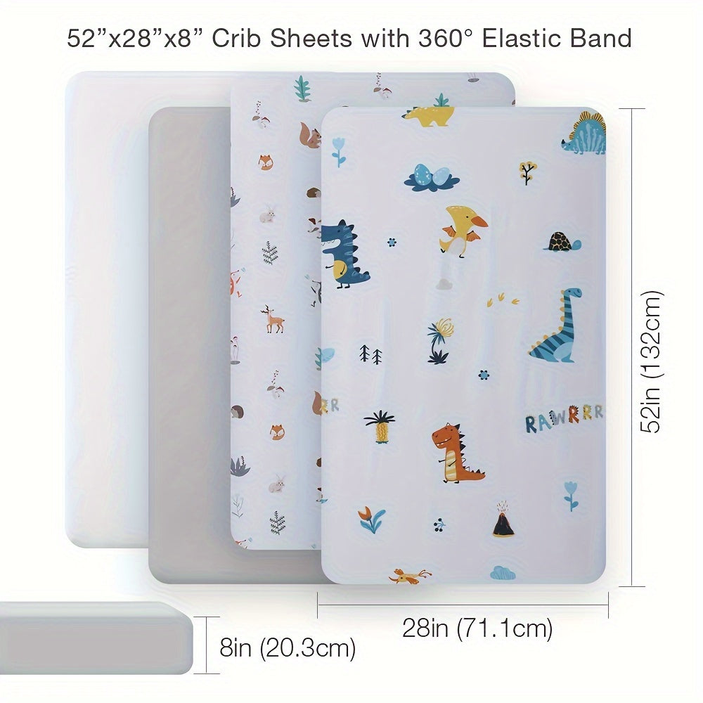 4 Piece Microfiber Fitted Crib Sheets for Baby Boys and Girls 28x52 Inches Animal Prints