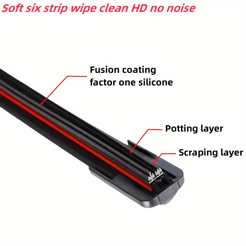 Универсальная черная покрытая щетка стеклоочистителя с двойной направляющей, 6 полос, ультра-тихая, долговечная
