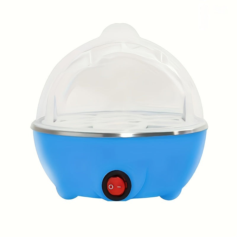 European Standard Blue Egg Cooker with Plug and Cook Feature, Single-Layer Design, Multifunctional Steaming and Cooking