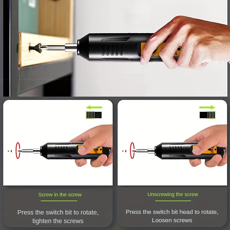 Electric Screwdriver Kit USB Rechargeable 1200mAh Lithium Battery Ergonomic Design