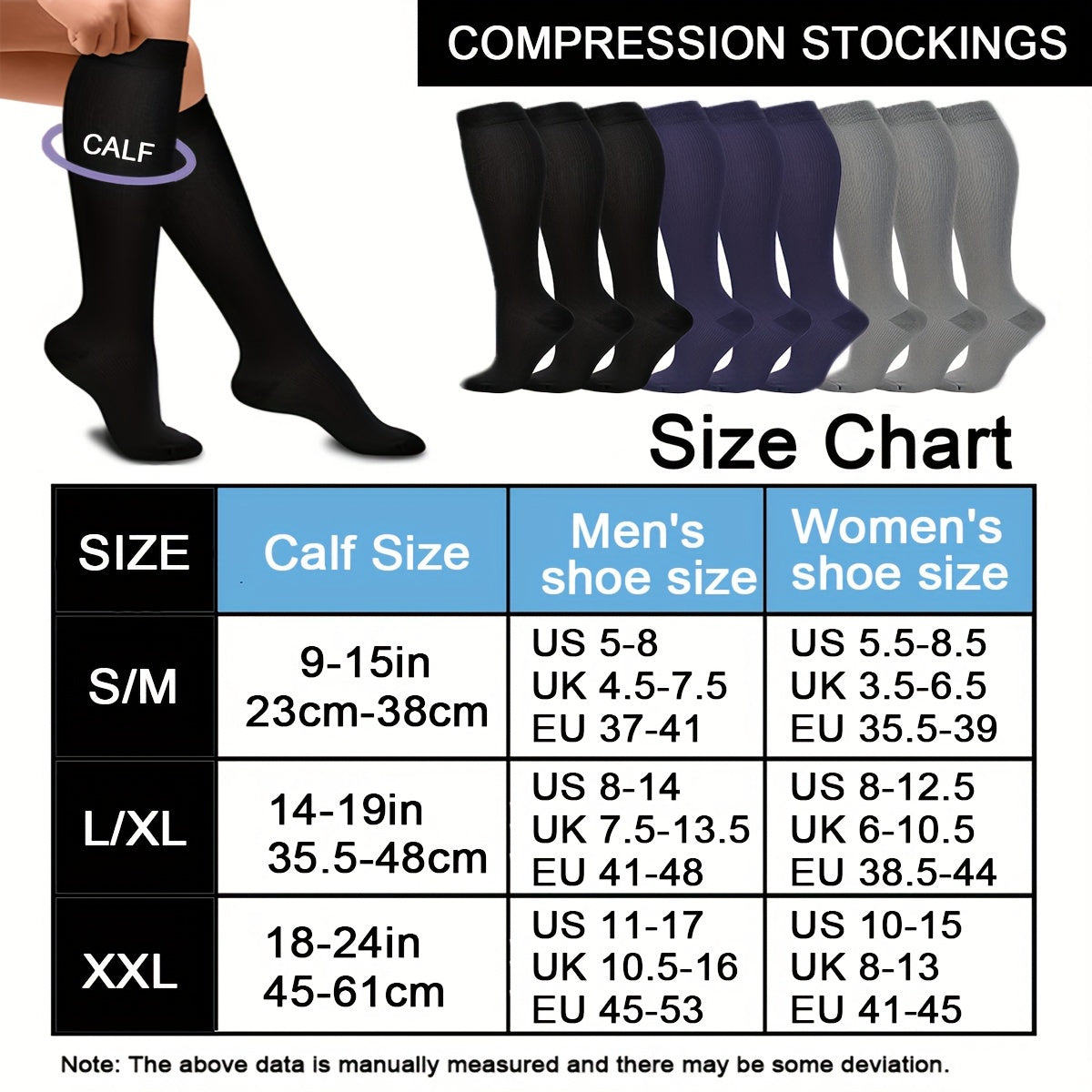 Unisex Compression Socks 6 Pairs Breathable Knit Sports Stockings for Running Cycling Basketball Football Hiking