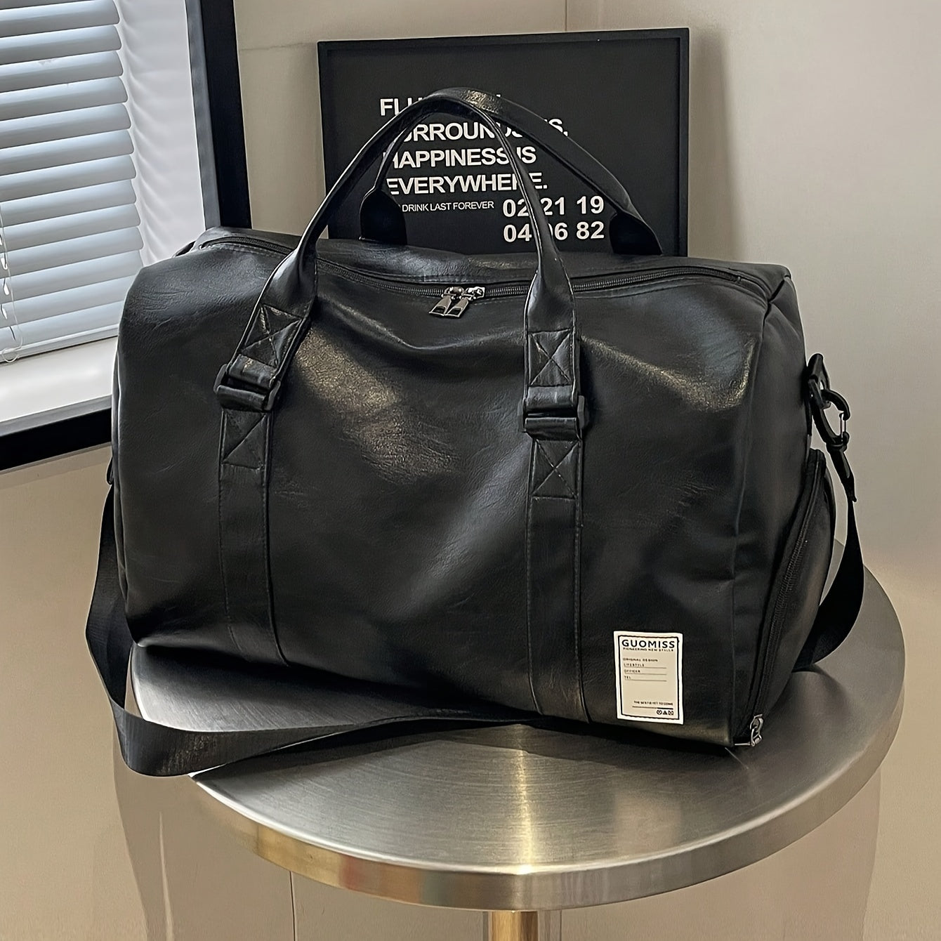 Large Capacity PU Duffel Bag with Wet Dry Separation Shoe Compartment for Travel Gym and Business