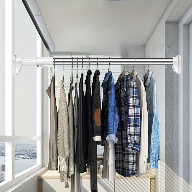 Barra de cortina telescópica de acero inoxidable para edades de 12 a 14 baño balcón colgar ropa
