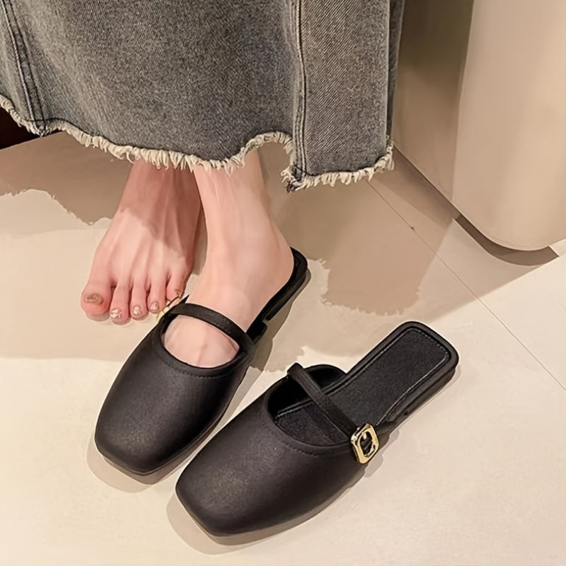 Women's Slip-On Sandals T-Strap Casual Shoes for Spring Summer