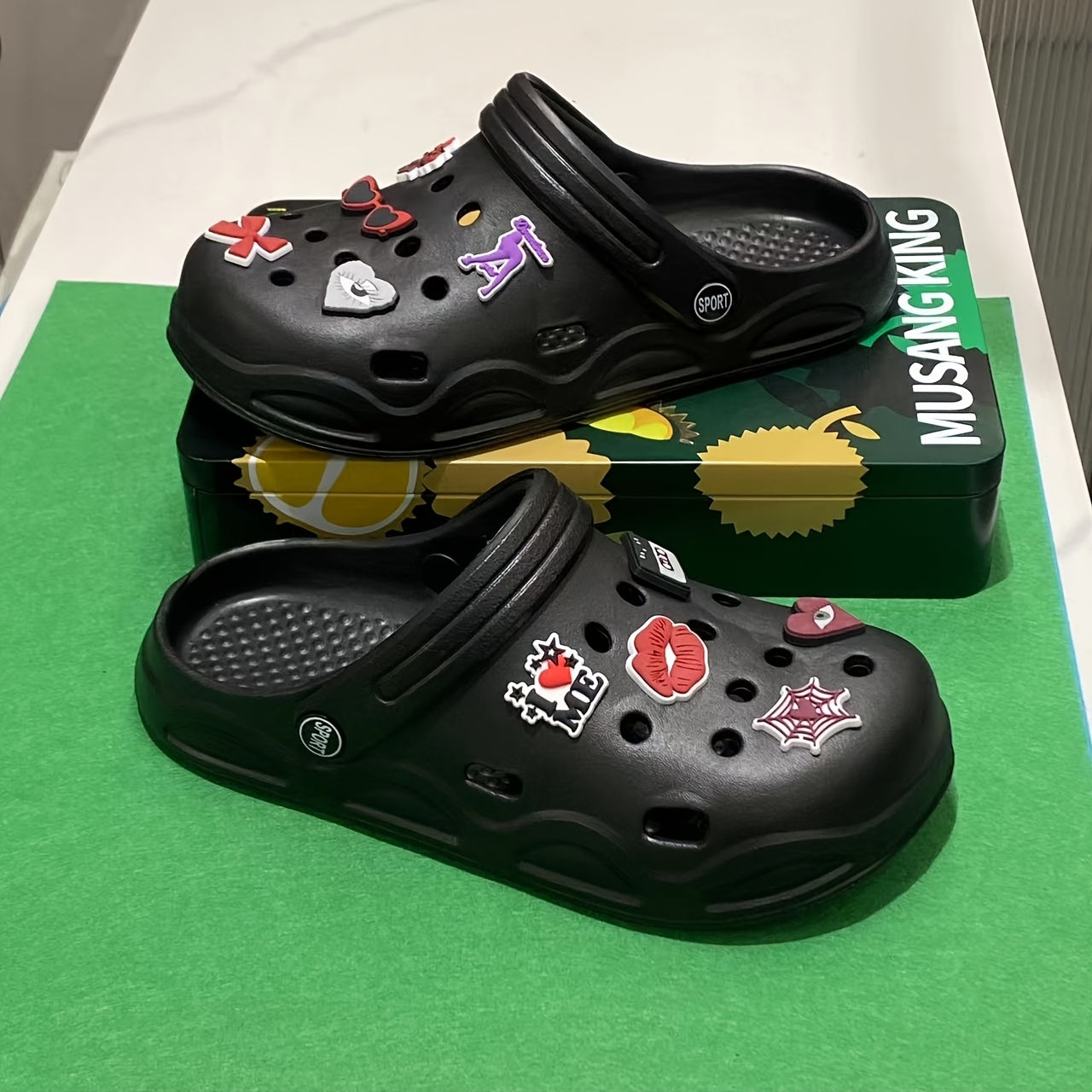 Women's Summer Hollow EVA Sandals with Cartoon Pendant and Accessories