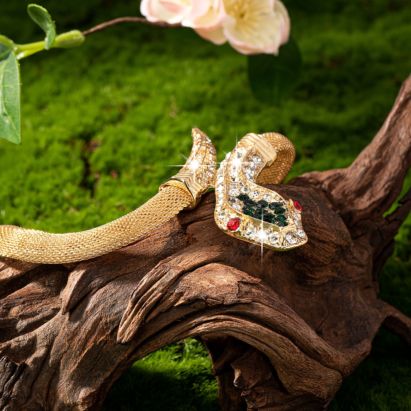 Rhinestone Snake Bracelet Zinc Alloy Elegant Daily Wear Gift