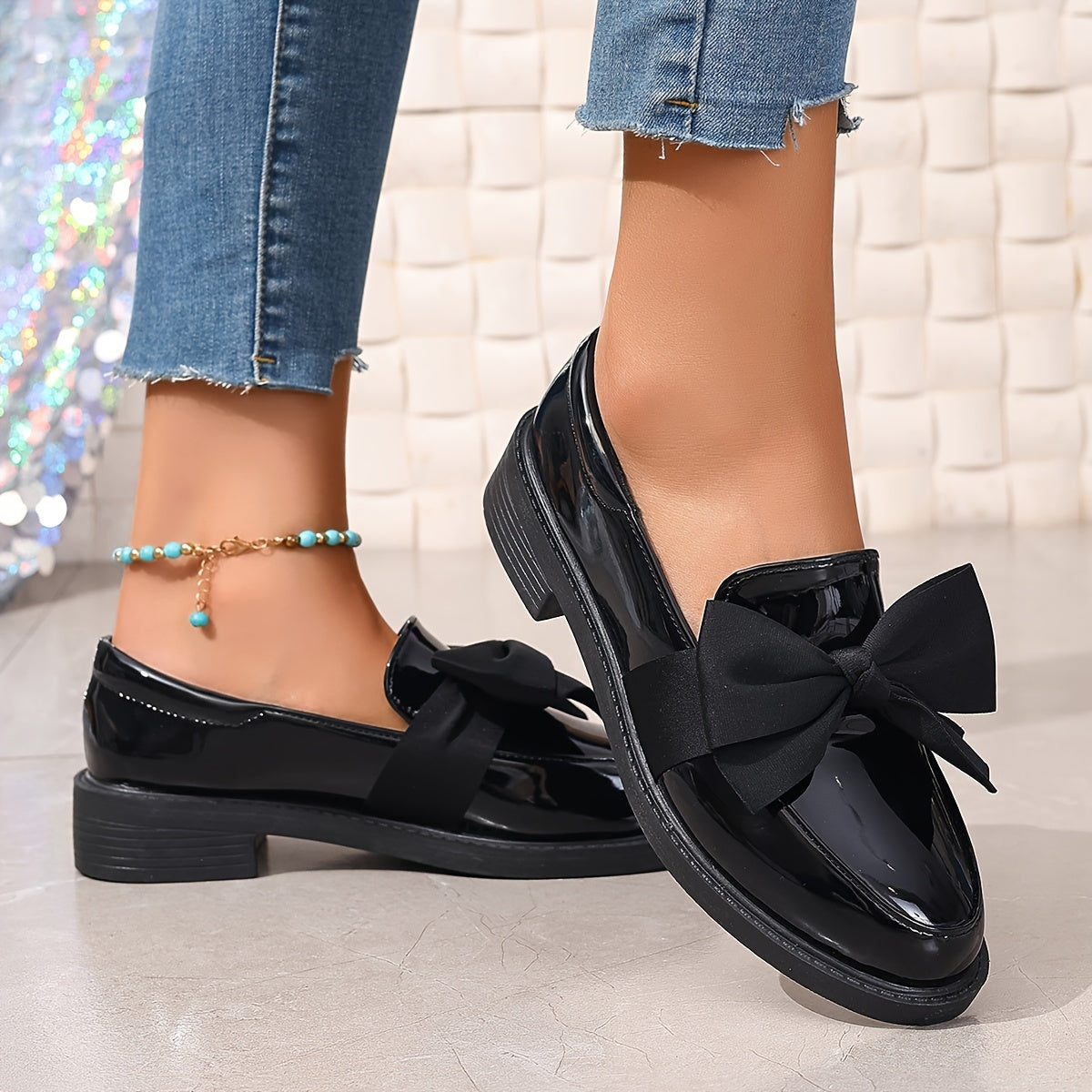 Women's Bowknot Loafers Comfortable Casual Shoes for Work and Fashion
