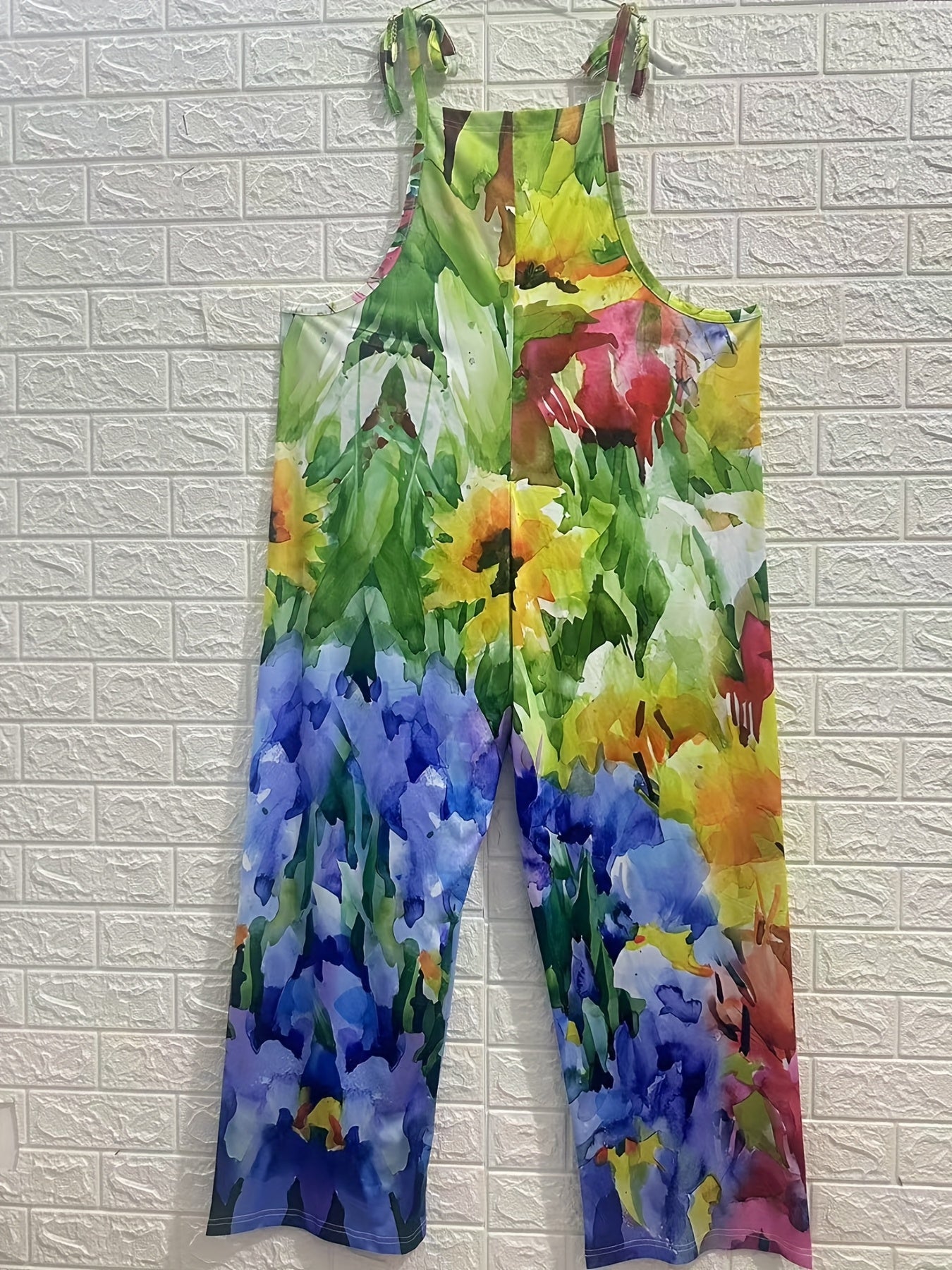 Plus Size Women's Floral Print Sleeveless Jumpsuit Stretchy Elastic Casual Summer Vacation