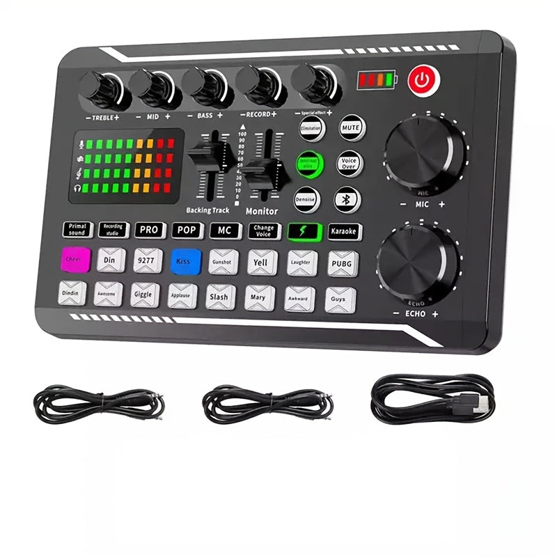Live Sound Card Audio Interface with DJ Effects Vocoder Rechargeable Battery for Podcasting Streaming Gaming