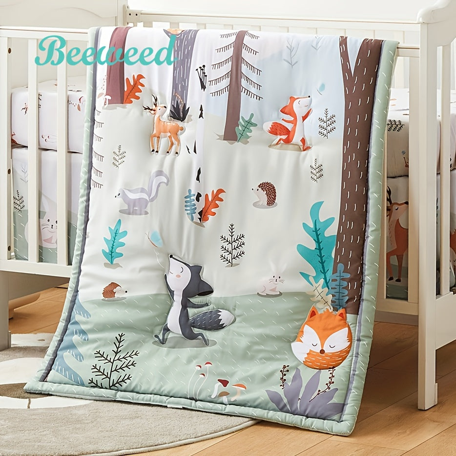 Nursery Bedding Set with 3 Crib Sheets Blanket and Skirt for Boys and Girls