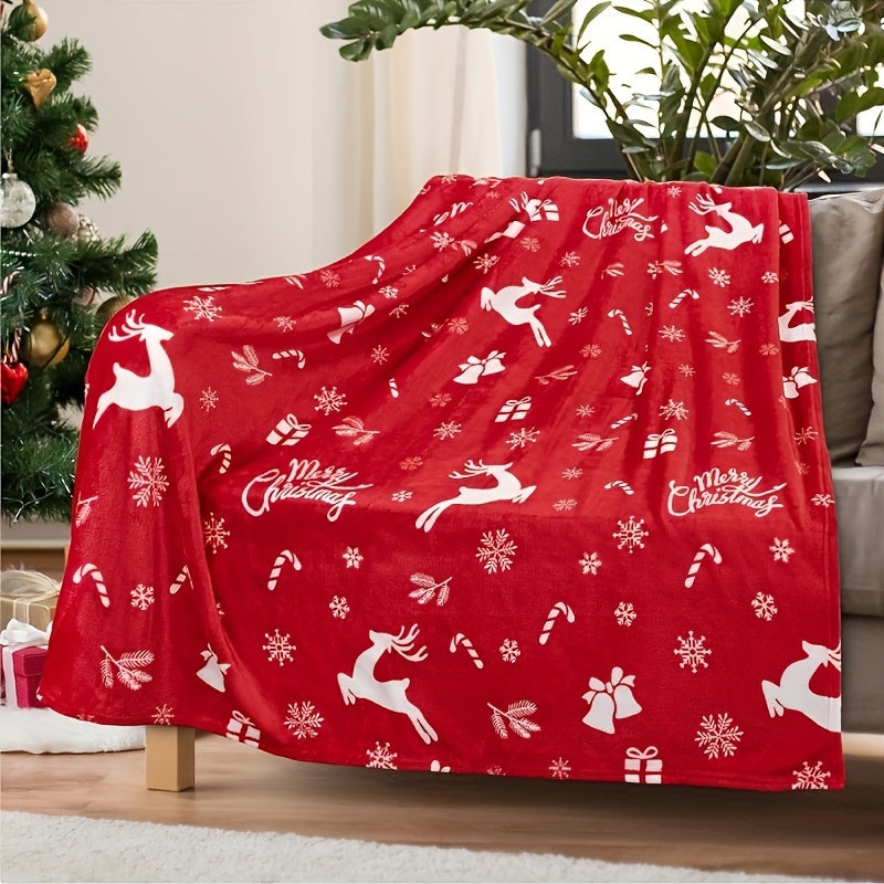 Traditional Style Christmas Flannel Fleece Throw Blanket All-Season Soft Digital Print