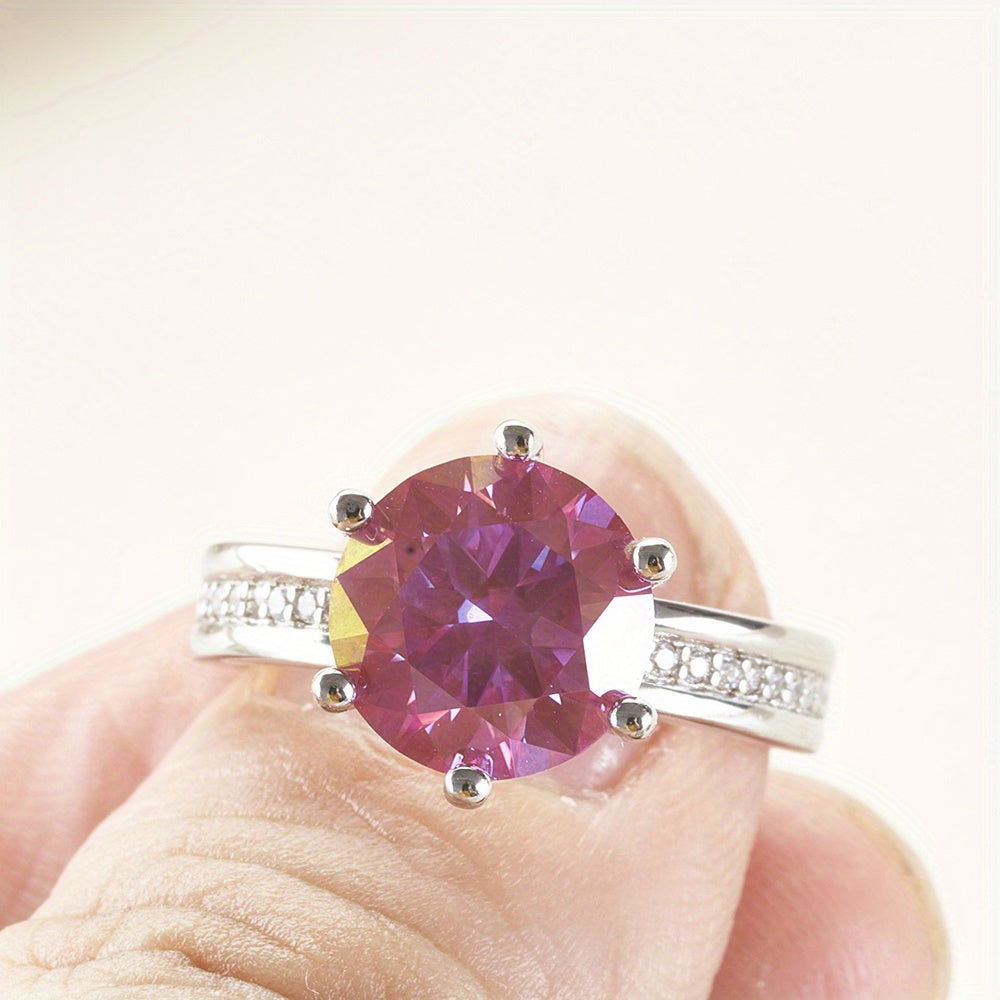 Pink Moissanite Sterling Silver Ring 2 Carat Wedding Jewelry