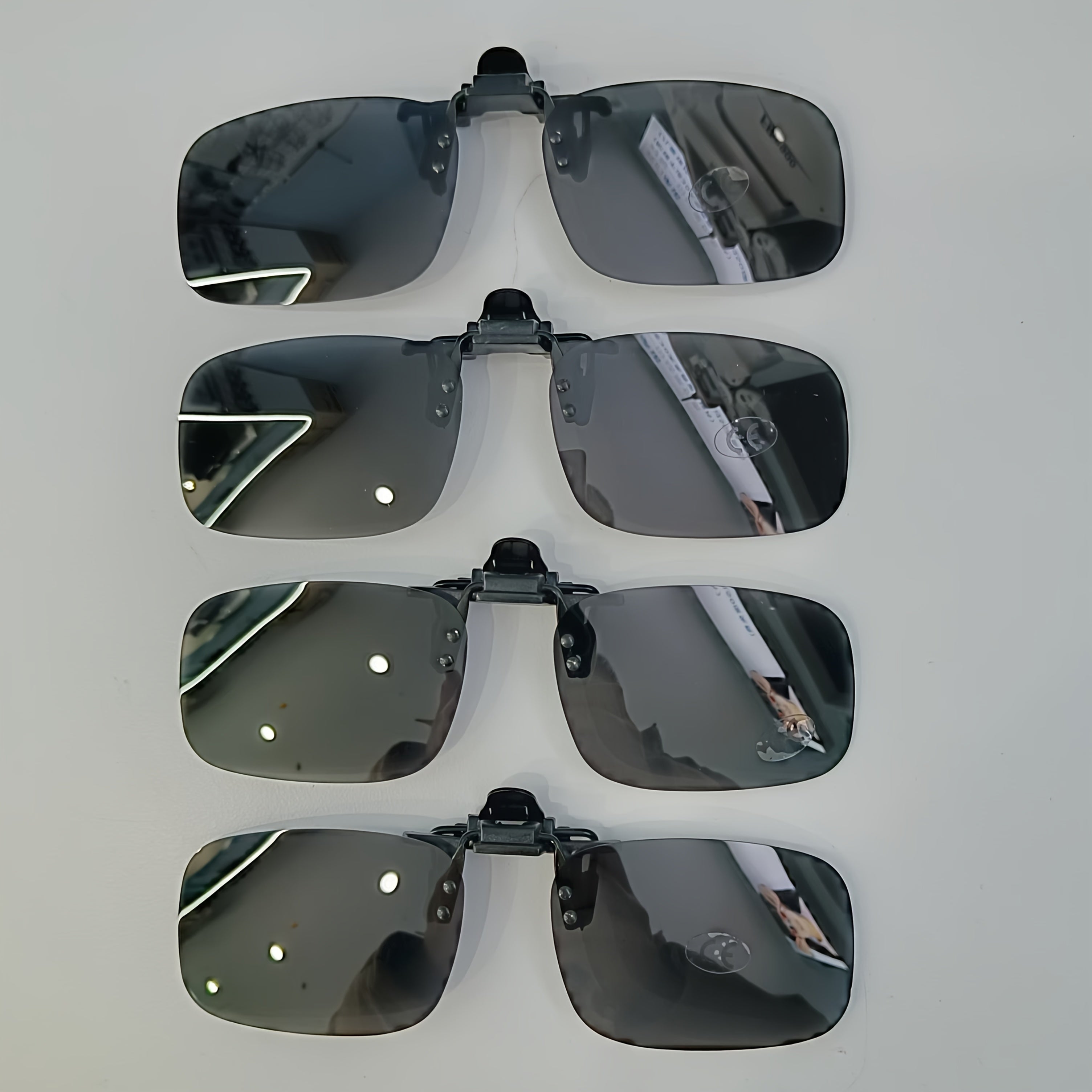 4 Pack Clip-On Polarized Driving Glasses Night Vision Rectangular