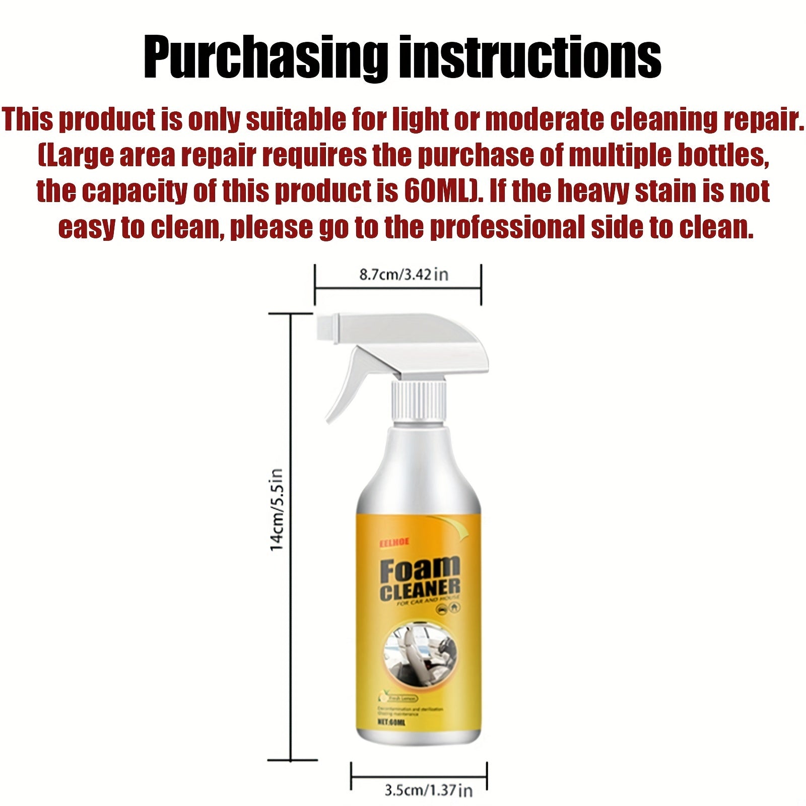 Limpiador de espuma para coche multiusos para la limpieza de superficies interiores