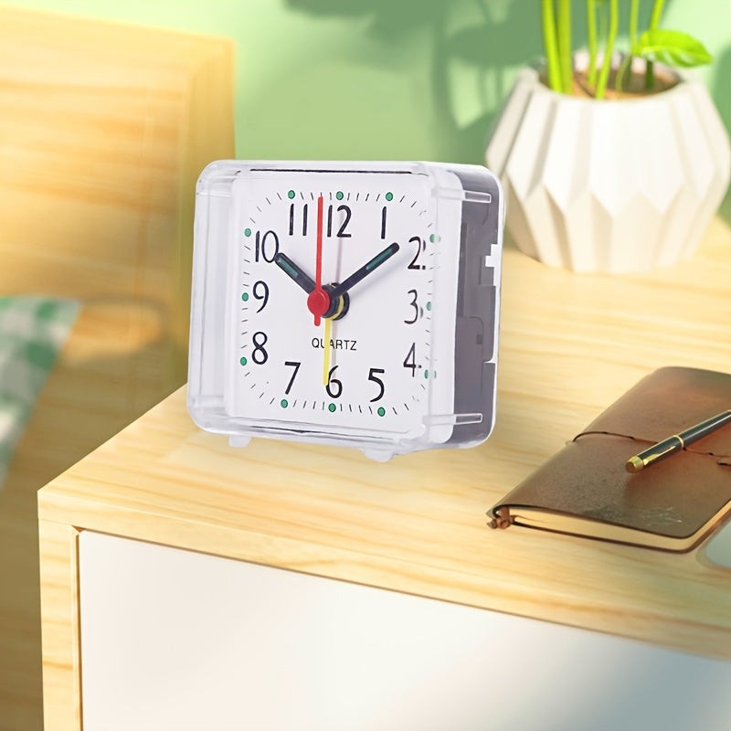 White Square Alarm Clock Without Battery for Dormitory Bedside or Home Desktop