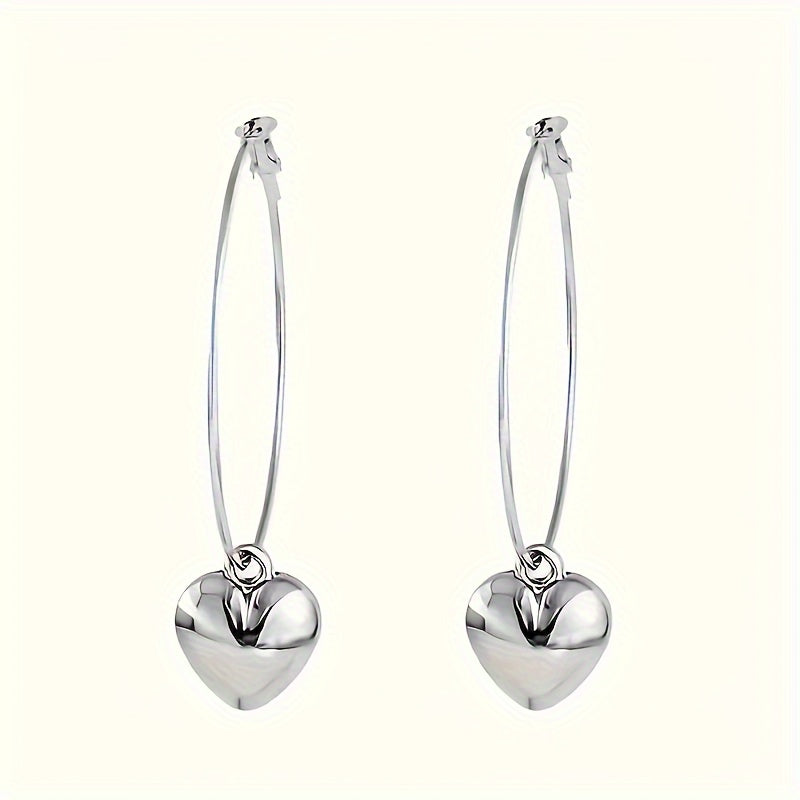 Women's Large Hollow Round Heart-Shaped Hoop Earrings Elegant Luxe Jewelry