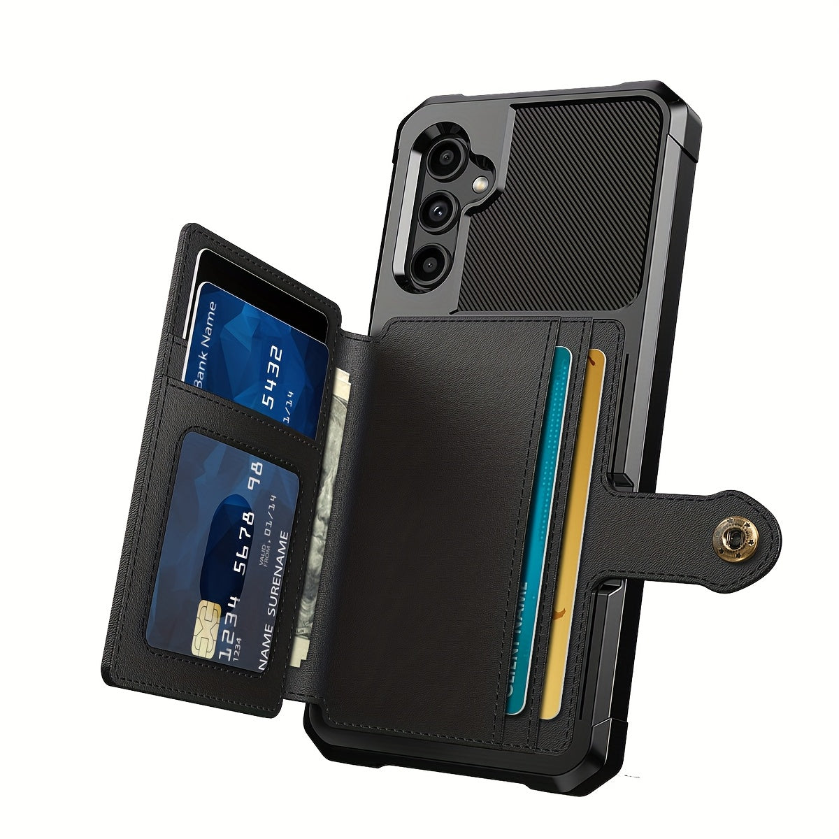 Faux Leather Card Holder Phone Case for Galaxy A55 5G A35 5G with Card Slot Shockproof Durable TPU Flip Wallet