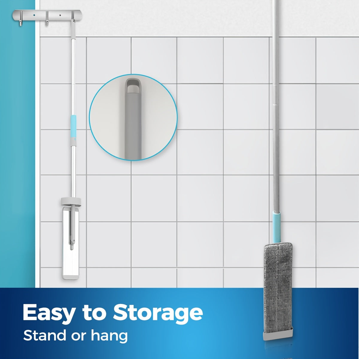 Conjunto de fregona plana de aluminio con cubo, escurridor y 2 paños para fregar en salas de estar