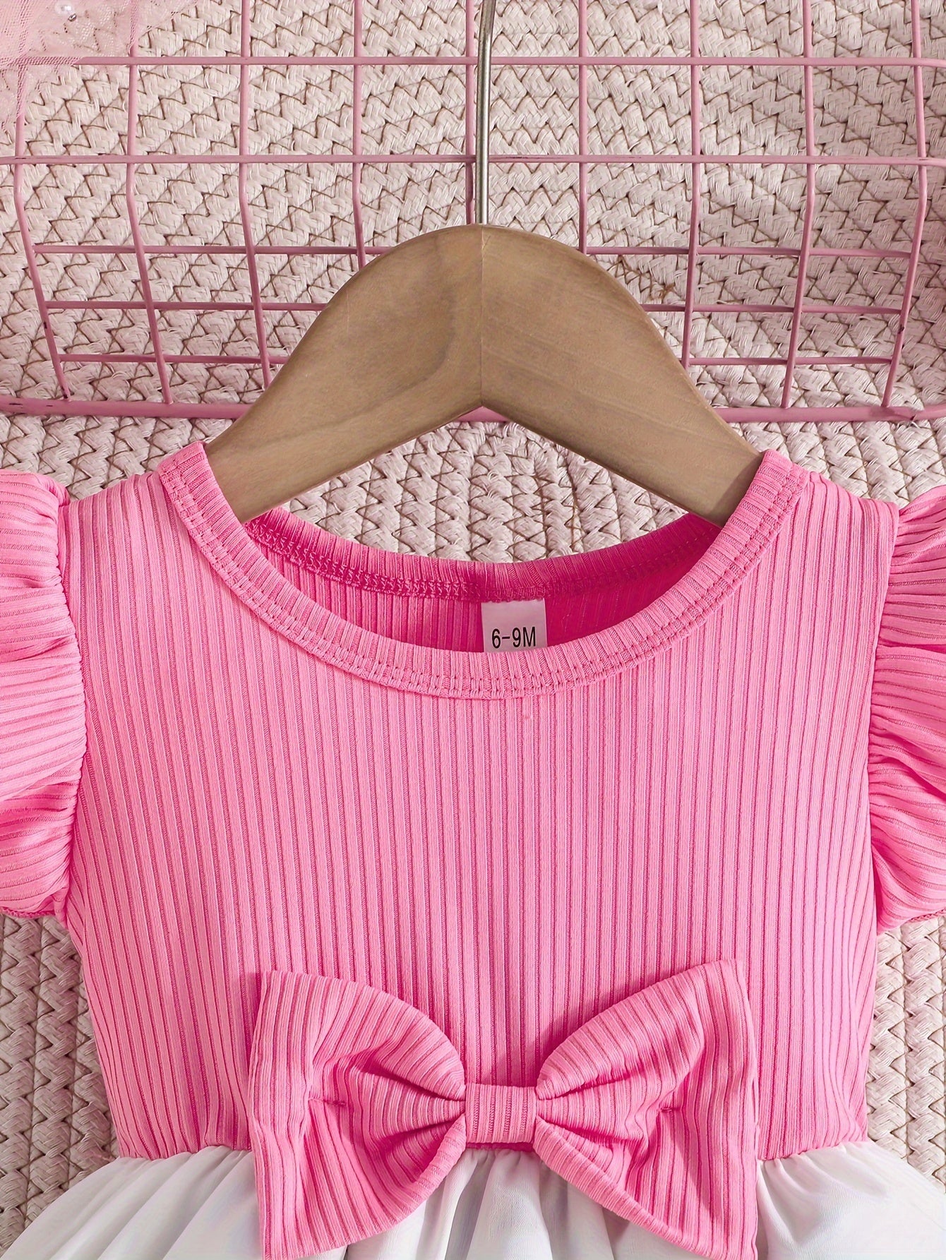 Girls Floral Ruffle Sleeve Dress Polyester Knit Casual Spring Summer Ages 12 and Under