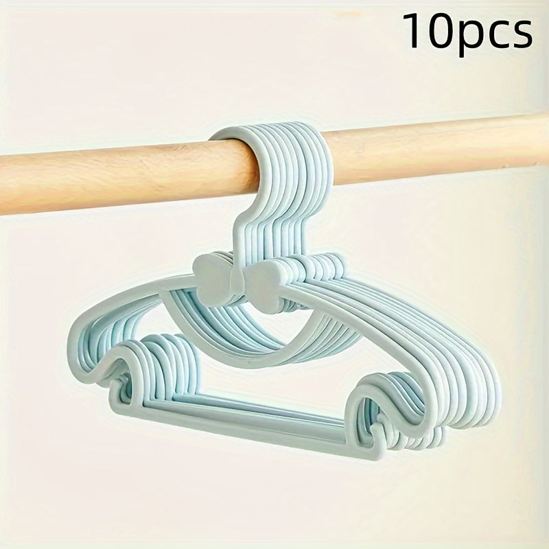 10-Piece Kids Plastic Hangers Anti-Slip Space-Saving Storage