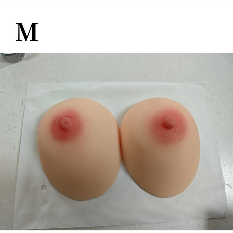 Adult Male Silicone Breast Prosthesis with Nipple Pasties, Realistic, Lifelike