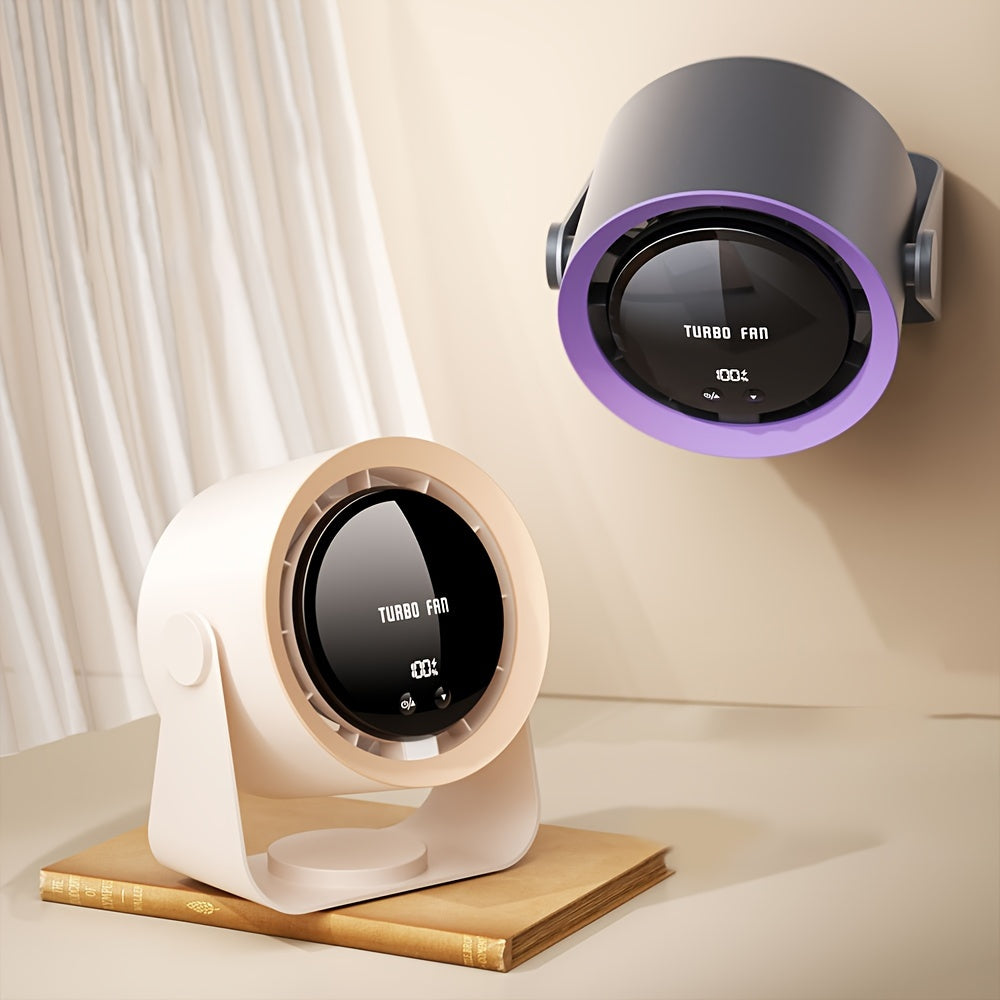 Высокоскоростной настольный вентилятор с LED-дисплеем, регулируемый угол, перезаряжаемый через USB
