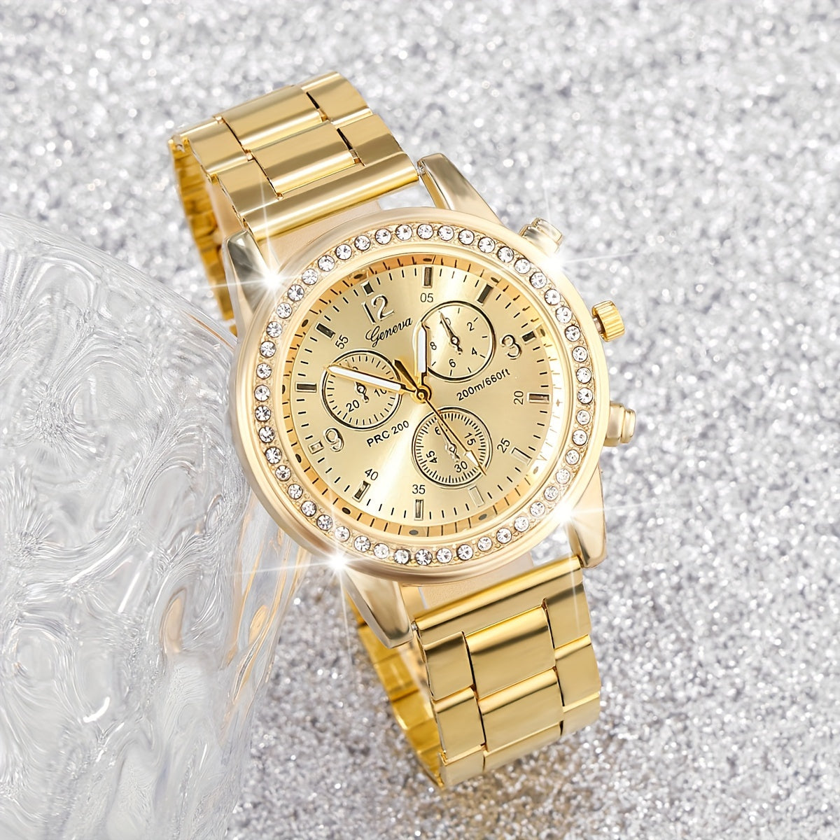 Women's Watch and Jewelry Set with Silver Watch and Gold Necklace and Earrings