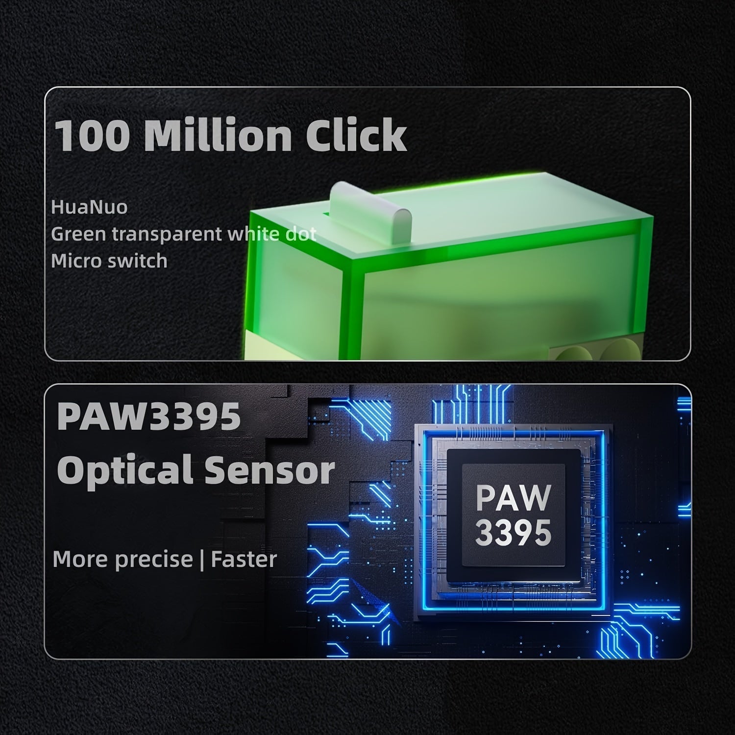 Gaming Mouse with 8KHz PAW3395 Sensor 26K DPI Ambidextrous Lightweight Wireless Wired