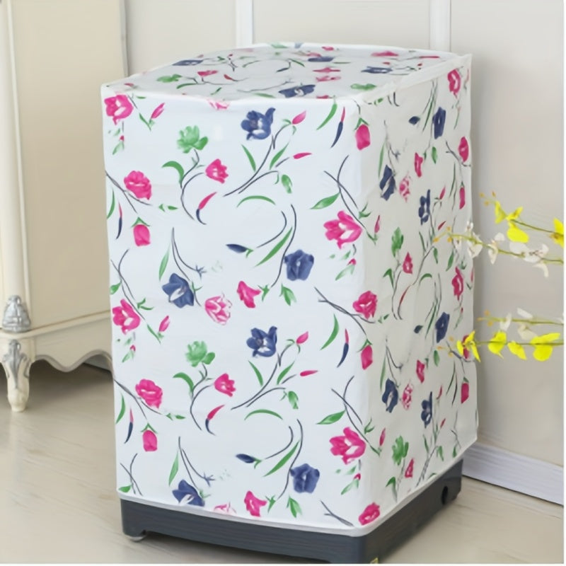 Durable Floral PEVA Washing Machine Cover for Front-Loading Models UV-Resistant Balcony Protection