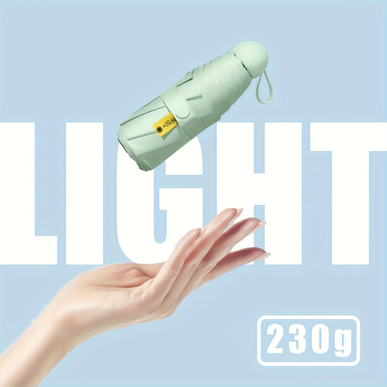 6-Rib Foldable Waterproof Pongee Umbrella with Plastic Handle and Storage Box