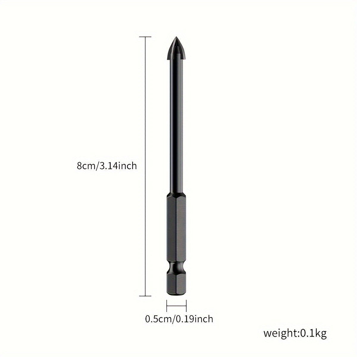 Steel Diamond Drill Bit for Ceramic Tile and Concrete, 4-Edged, Dry Drilling