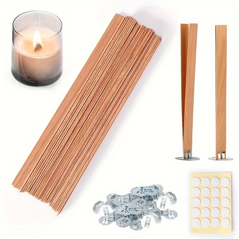 40 Pieces Wooden Candle Wicks 12.95cm Smokeless DIY Candle Making