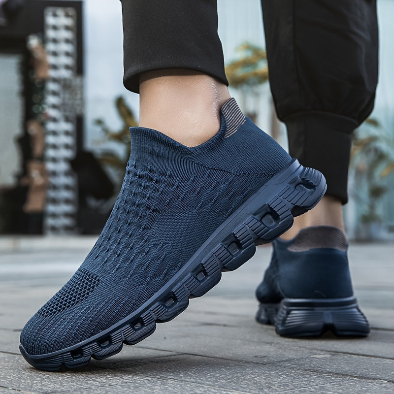 Men's Slip-On Sock Shoes Breathable Knit Non-Slip Soft Sole Casual Outdoor Sneakers