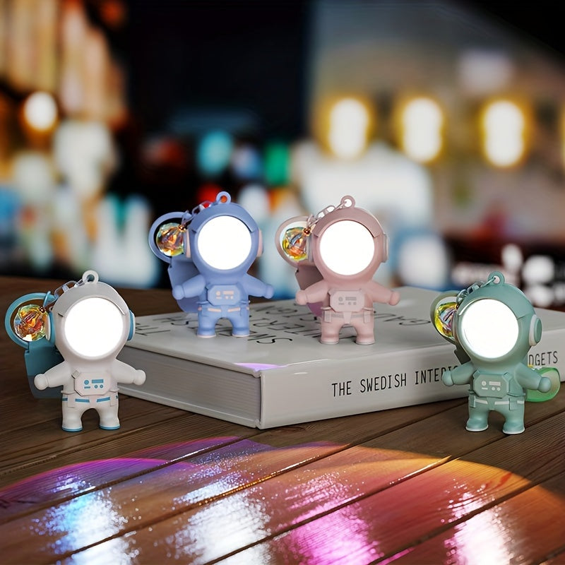 Space Astronaut Keychain for Car Keys Pendant with Sunset Light Woman Jewelry