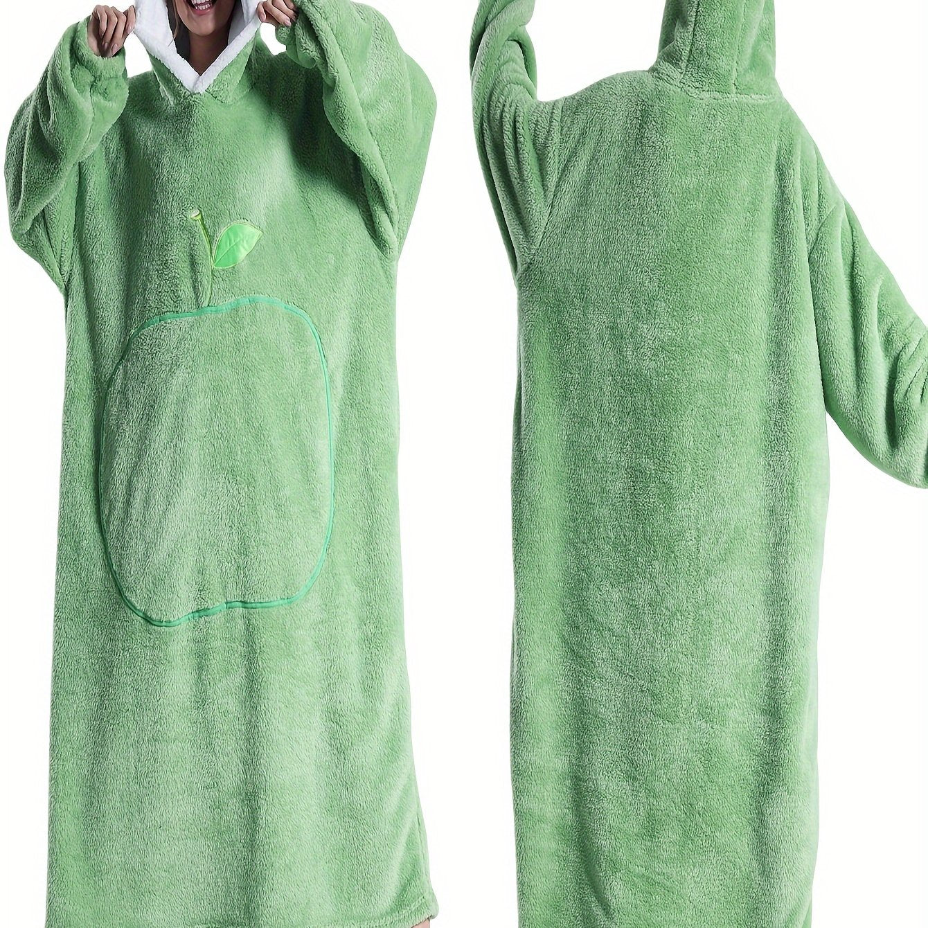 Women's Fleece Hooded Robe Pink Lounge Casual Winter Indoor Outdoor