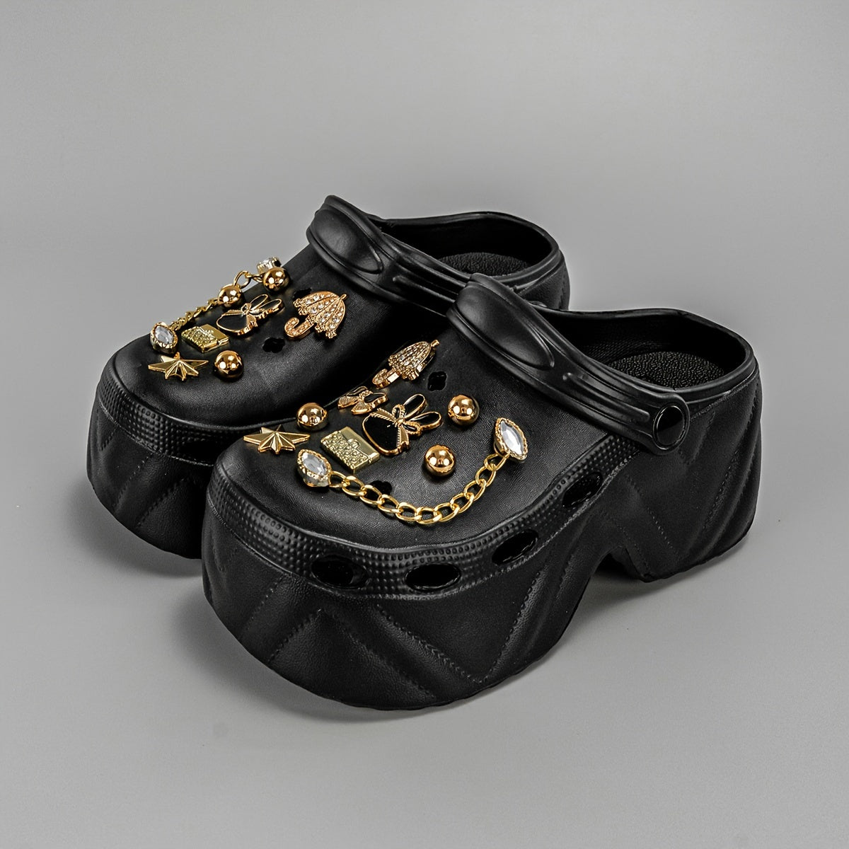 Women's Glitter Mules and Clogs With Platform Heel Lightweight EVA Summer Footwear