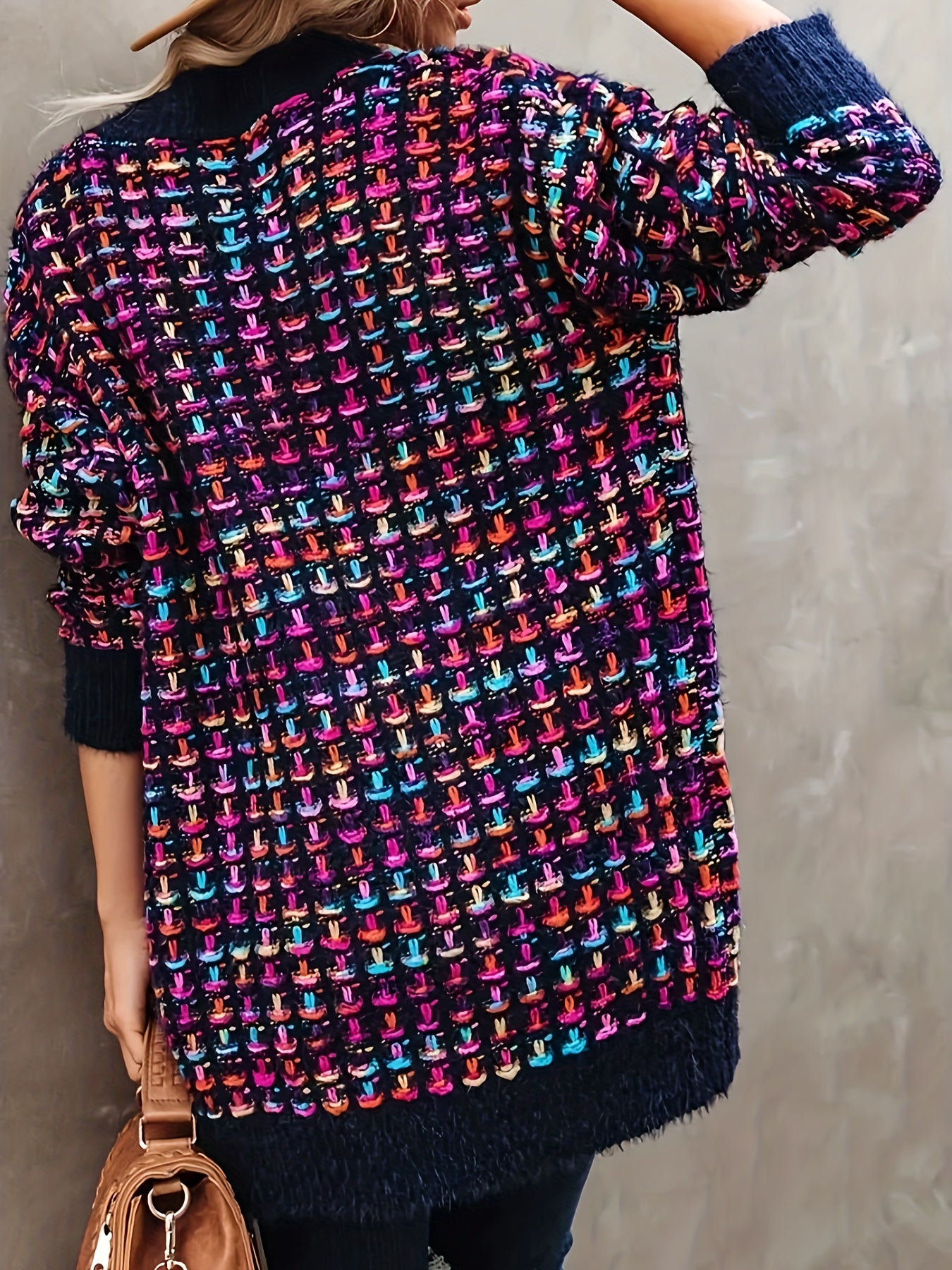 Women's Plus Size Multi Color Open Front Cardigan Casual Long Sleeve Knit
