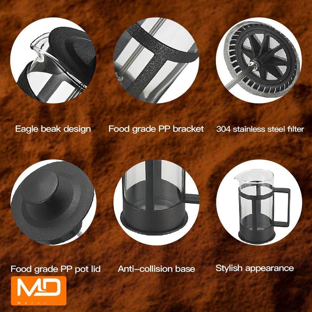 French Press Coffee Maker 11.8oz Glass Cold Brew Jug for Home and Camping