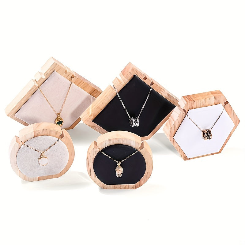 Wooden Jewelry Display Stand for Pendant Necklaces Round Polygonal Shape