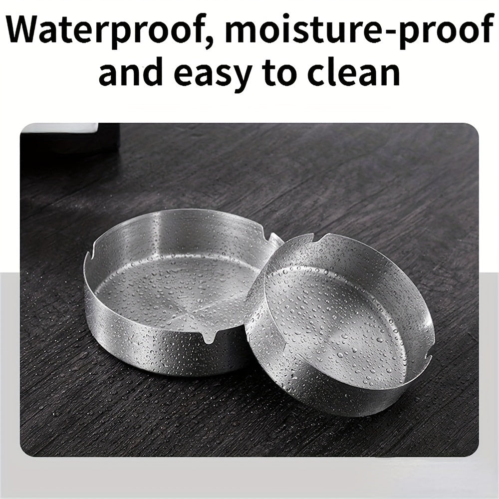 Portable Stainless Steel Cigarette Ashtray Round 8cm Indoor Outdoor Smokers