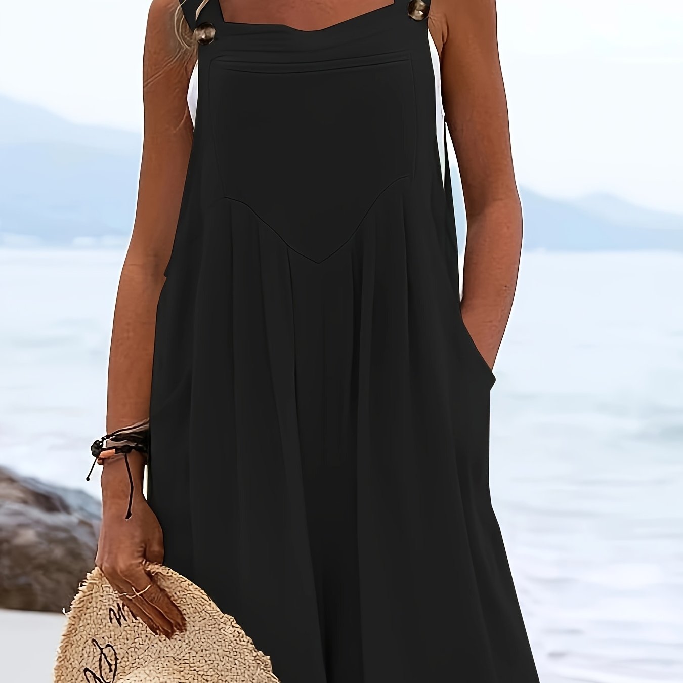 Women's Coral Pink Polyester-Spandex Jumpsuit Beach Cover-Up Lightweight Casual/Formal